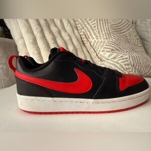 Nike court borough low 2 Red and Black Sports‎ Sneakers Kids Size 7Y